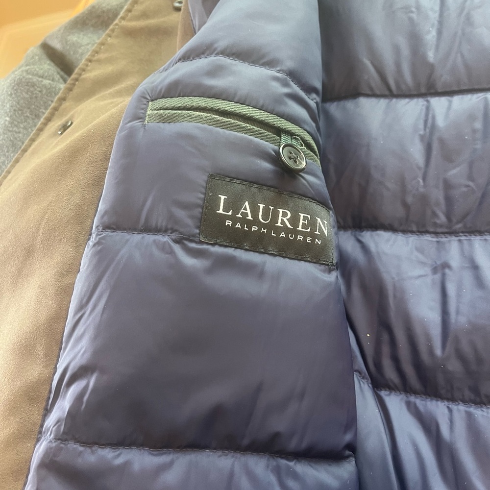 Lauren Ralph Lauren Thermal Puff Down Lined Wool Men’s Dress Overcoat 48R XL - Picture 11 of 12